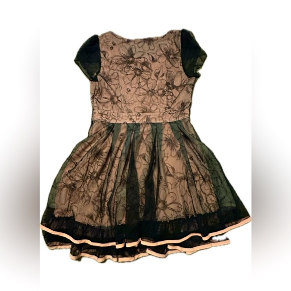 Unlabeled Pink and Black Skater Dress with Floral Design - Picture 3 of 4